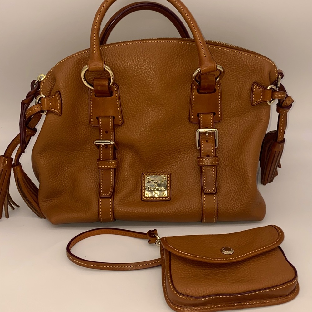 Dooney & Bourke Florentine Bristol Whiskey Brown Leather Satchel Shoulder Bag - Picture 1 of 11